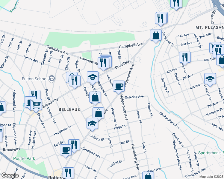 map of restaurants, bars, coffee shops, grocery stores, and more near 2008 Wabash Avenue in Schenectady