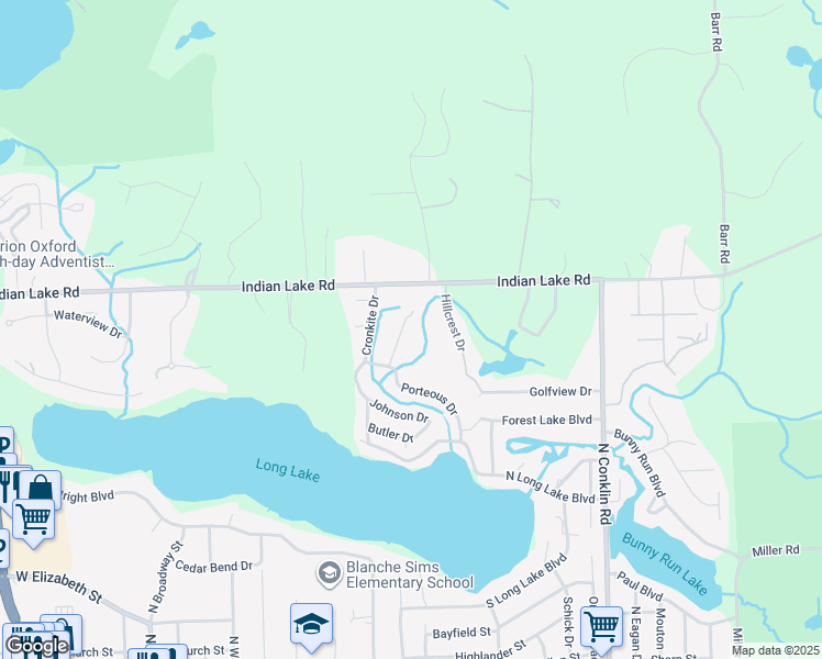 map of restaurants, bars, coffee shops, grocery stores, and more near 856 Esther Drive in Lake Orion