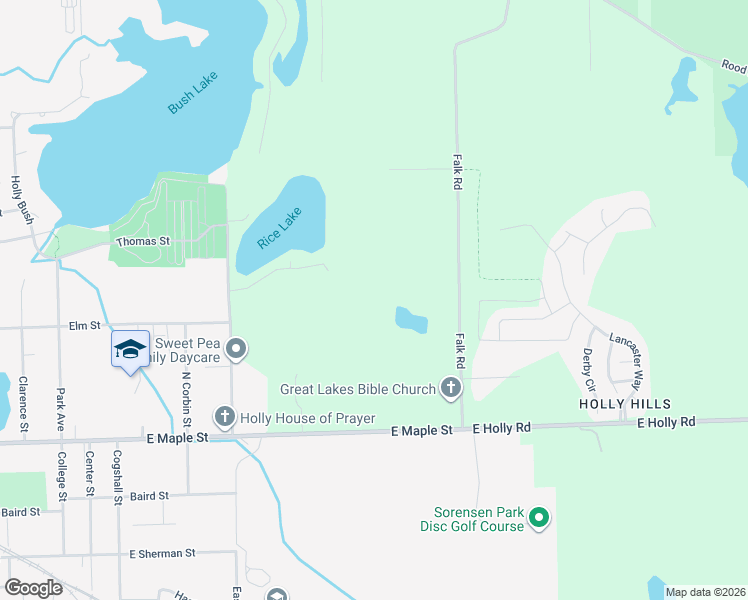 map of restaurants, bars, coffee shops, grocery stores, and more near 951 East Maple Street in Holly