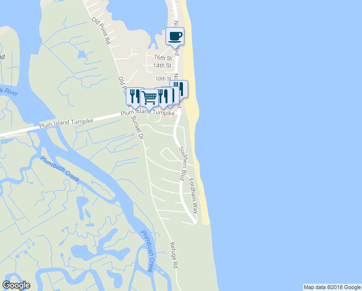 map of restaurants, bars, coffee shops, grocery stores, and more near 23 Southern Boulevard in Newbury