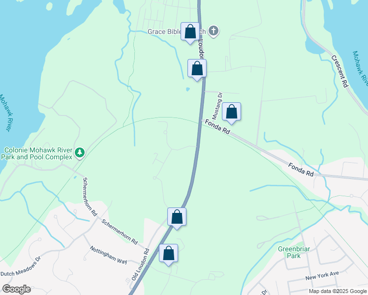 map of restaurants, bars, coffee shops, grocery stores, and more near Ver Planck Lane in Cohoes