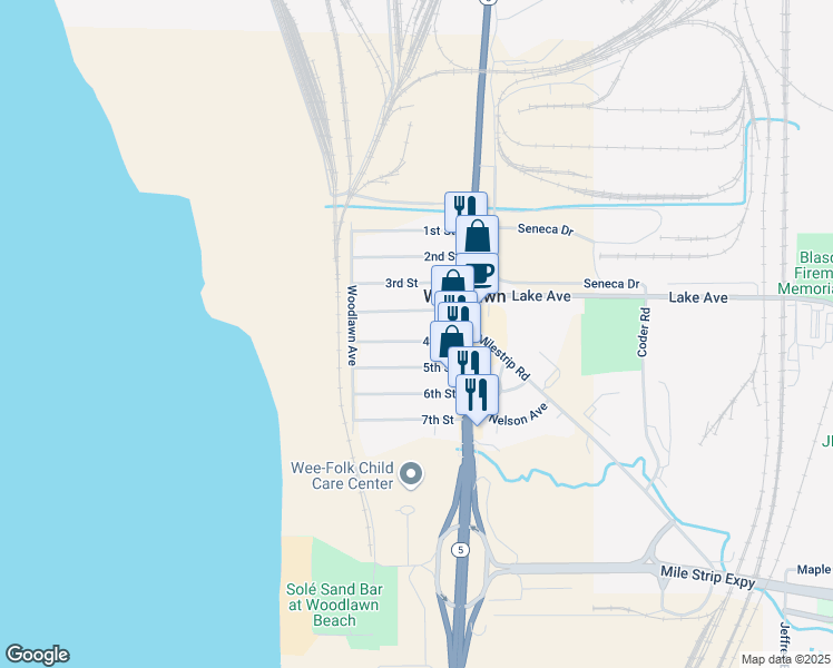 map of restaurants, bars, coffee shops, grocery stores, and more near 3657 4th Street in Buffalo