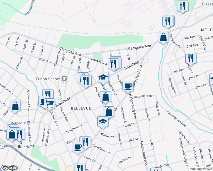 map of restaurants, bars, coffee shops, grocery stores, and more near 814 Hegeman Street in Schenectady
