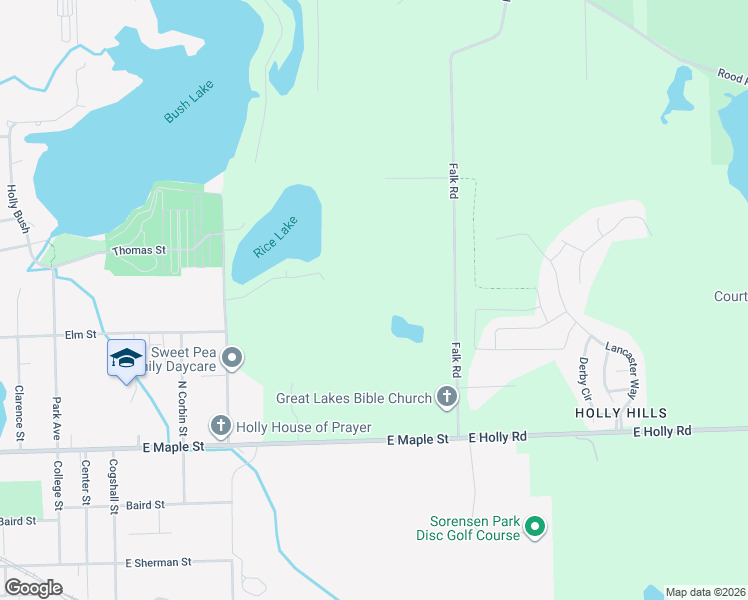 map of restaurants, bars, coffee shops, grocery stores, and more near 951 East Maple Street in Holly