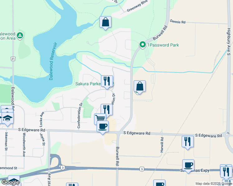 map of restaurants, bars, coffee shops, grocery stores, and more near 80 Confederation Drive in Saint Thomas