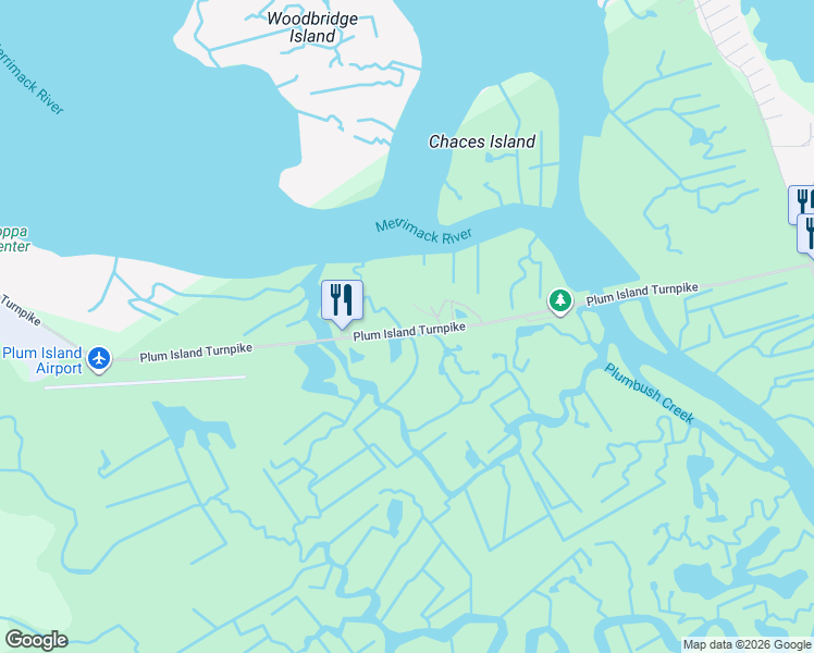 map of restaurants, bars, coffee shops, grocery stores, and more near 65 Plum Island Turnpike in Newbury