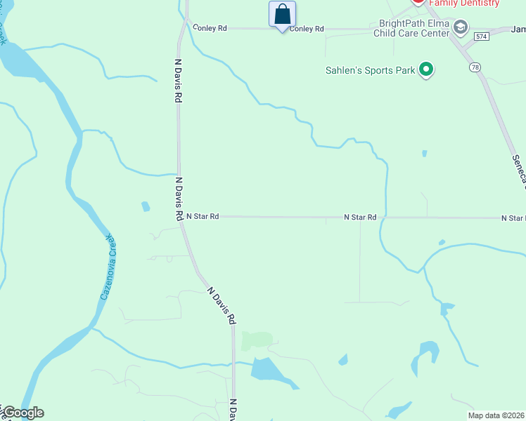 map of restaurants, bars, coffee shops, grocery stores, and more near 521 North Star Road in East Aurora