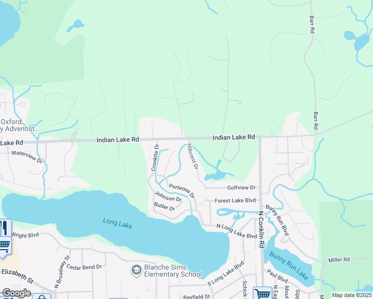 map of restaurants, bars, coffee shops, grocery stores, and more near 856 Esther Drive in Orion charter Township