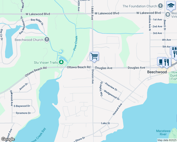 map of restaurants, bars, coffee shops, grocery stores, and more near 711 Wintersun Place in Holland