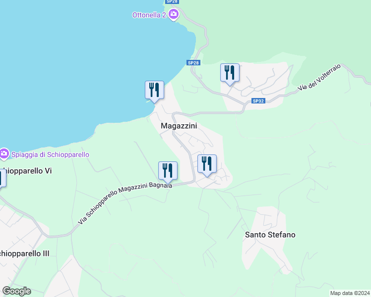 map of restaurants, bars, coffee shops, grocery stores, and more near 65 Via Schiopparello Magazzini Bagnaia in Magazzini