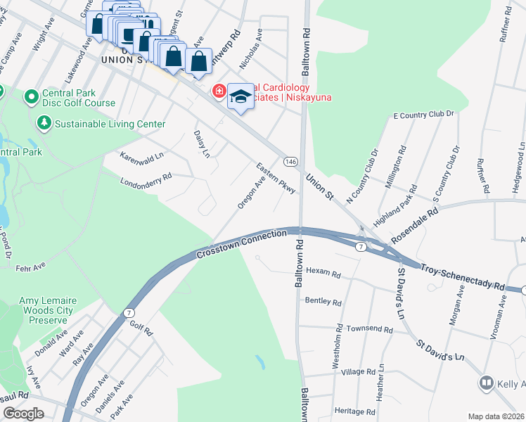 map of restaurants, bars, coffee shops, grocery stores, and more near 872 Oregon Avenue in Schenectady County