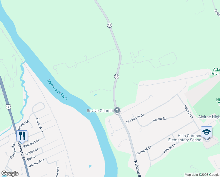 map of restaurants, bars, coffee shops, grocery stores, and more near 6 Charles Bancroft Highway in Litchfield