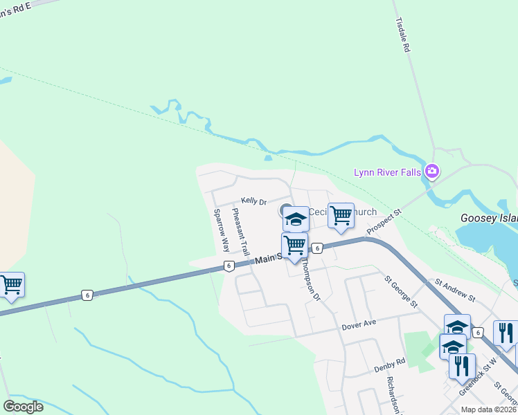 map of restaurants, bars, coffee shops, grocery stores, and more near 29 Kelly Drive in Port Dover