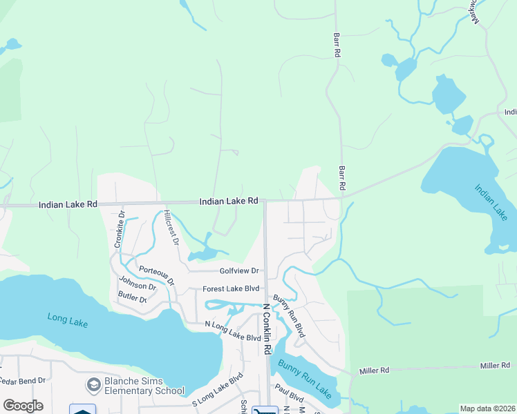 map of restaurants, bars, coffee shops, grocery stores, and more near 1131 Indian Lake Road in Oakland County