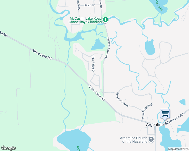 map of restaurants, bars, coffee shops, grocery stores, and more near 15588 Pine Ridge Drive in Linden