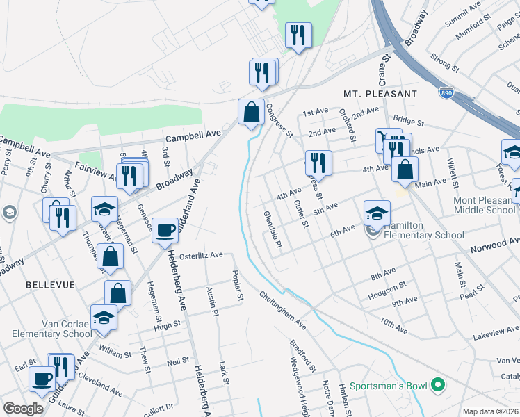 map of restaurants, bars, coffee shops, grocery stores, and more near in Schenectady