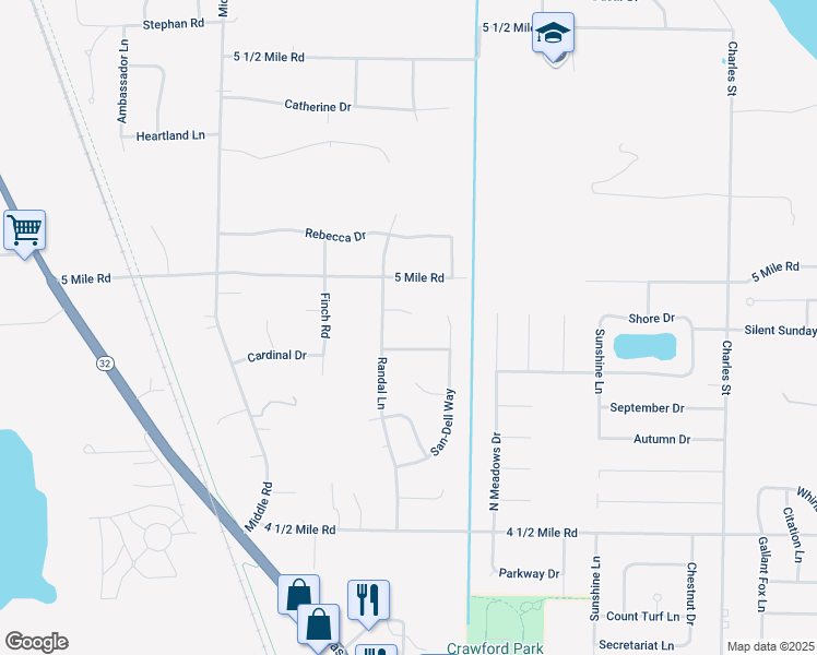 map of restaurants, bars, coffee shops, grocery stores, and more near 2525 Noelle Court in Racine
