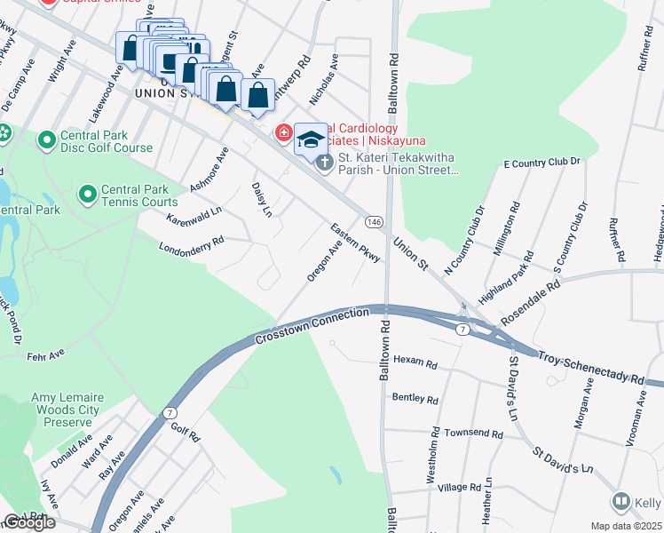 map of restaurants, bars, coffee shops, grocery stores, and more near 872 Oregon Avenue in Schenectady County