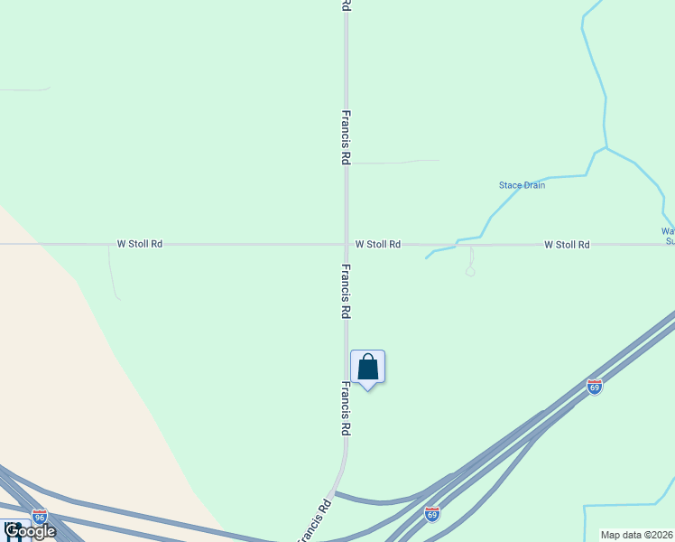 map of restaurants, bars, coffee shops, grocery stores, and more near 15175 Francis Road in Lansing