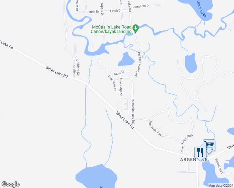 map of restaurants, bars, coffee shops, grocery stores, and more near 15496 Pine Cone Court in Linden
