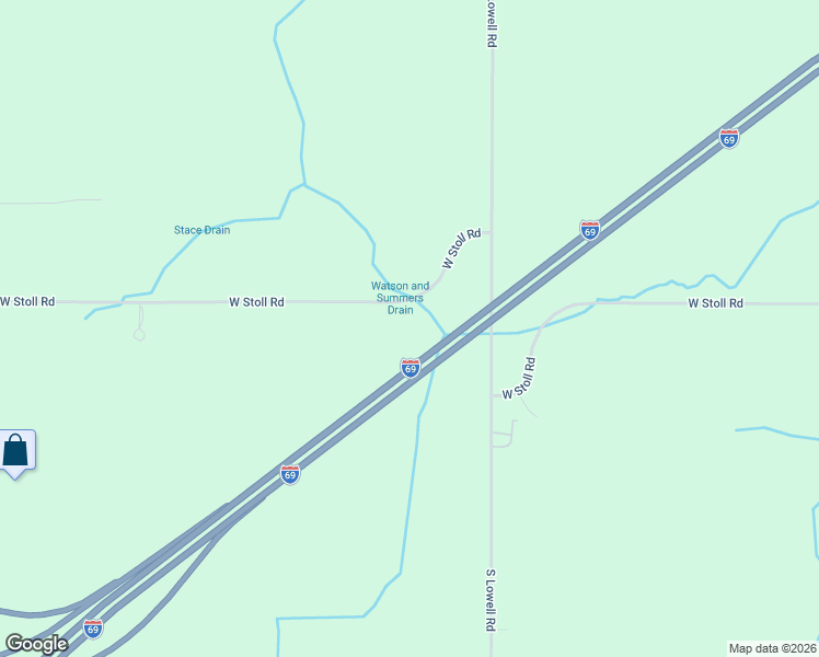 map of restaurants, bars, coffee shops, grocery stores, and more near 6157 West Stoll Road in Lansing
