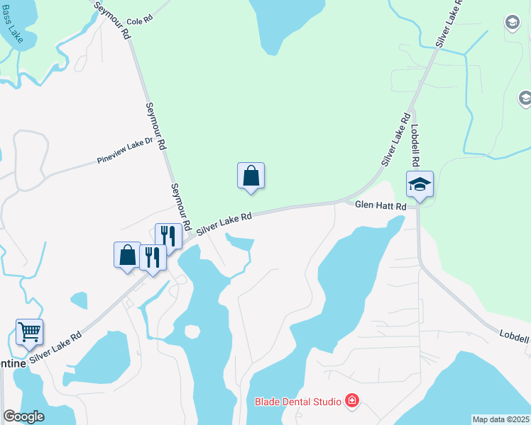 map of restaurants, bars, coffee shops, grocery stores, and more near 8200 Silver Lake Road in Linden