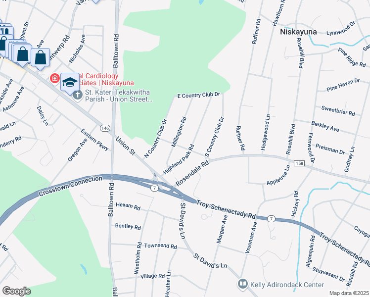 map of restaurants, bars, coffee shops, grocery stores, and more near 1918 Mayfair Road in Schenectady County