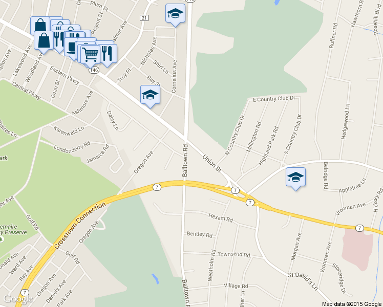 map of restaurants, bars, coffee shops, grocery stores, and more near 1844 Union Street in Schenectady County