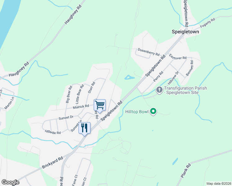 map of restaurants, bars, coffee shops, grocery stores, and more near 116 Valleyview Avenue in Troy