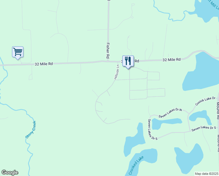 map of restaurants, bars, coffee shops, grocery stores, and more near Hillside Lane in Macomb County