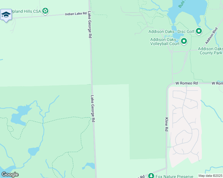 map of restaurants, bars, coffee shops, grocery stores, and more near 65 Lake George Road in Oakland charter Township