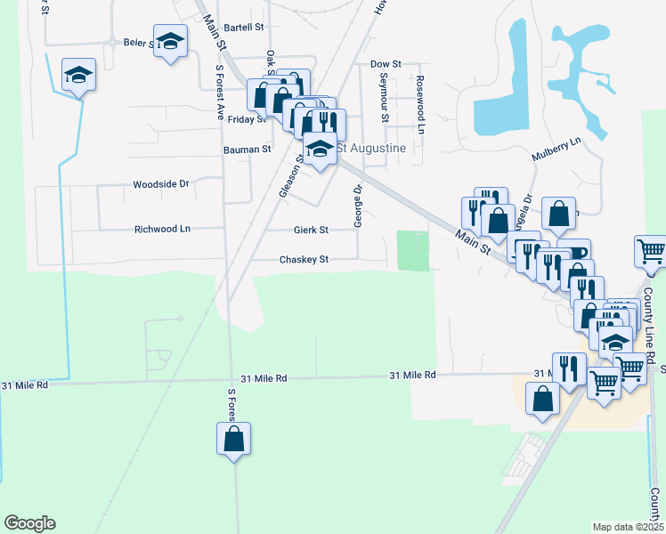 map of restaurants, bars, coffee shops, grocery stores, and more near 36310 Chaskey Street in Richmond