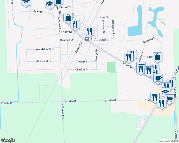 map of restaurants, bars, coffee shops, grocery stores, and more near 36310 Chaskey Street in Richmond