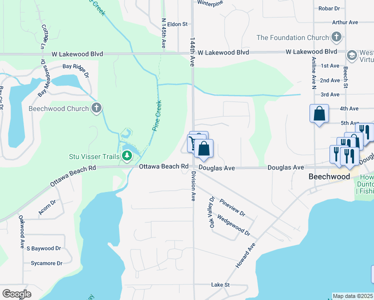 map of restaurants, bars, coffee shops, grocery stores, and more near 52 Sun Ridge Drive in Holland