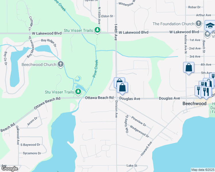map of restaurants, bars, coffee shops, grocery stores, and more near 74 Sun Ridge Drive in Holland
