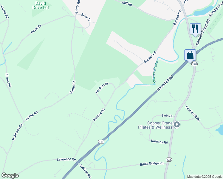 map of restaurants, bars, coffee shops, grocery stores, and more near 17 Hopkins Drive in Hudson