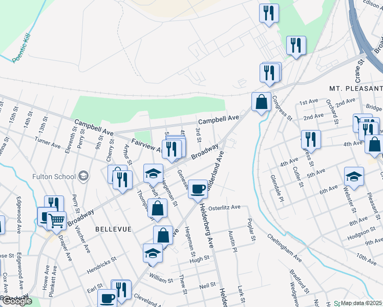map of restaurants, bars, coffee shops, grocery stores, and more near 447 4th Street in Schenectady