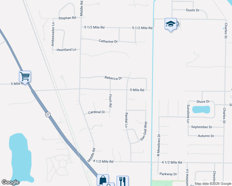 map of restaurants, bars, coffee shops, grocery stores, and more near 6007 Finch Lane in Racine