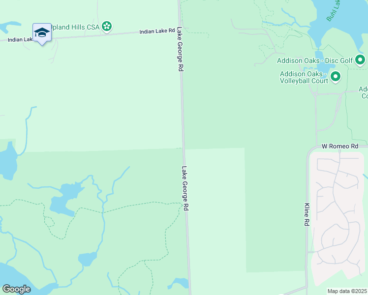 map of restaurants, bars, coffee shops, grocery stores, and more near 65 Lake George Road in Oakland charter Township