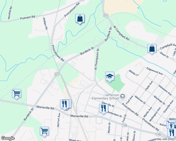 map of restaurants, bars, coffee shops, grocery stores, and more near 1016 Princetown Road in Schenectady
