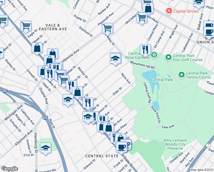map of restaurants, bars, coffee shops, grocery stores, and more near 219 Linden Street in Schenectady
