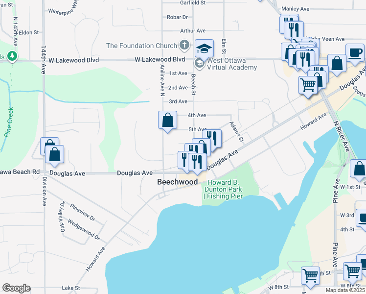 map of restaurants, bars, coffee shops, grocery stores, and more near 391 6th Avenue in Holland