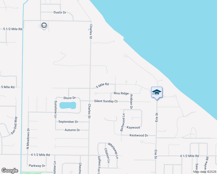 map of restaurants, bars, coffee shops, grocery stores, and more near 1211 5 Mile Road in Racine