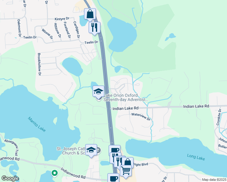 map of restaurants, bars, coffee shops, grocery stores, and more near 3100 Paradise Trail in Oakland County