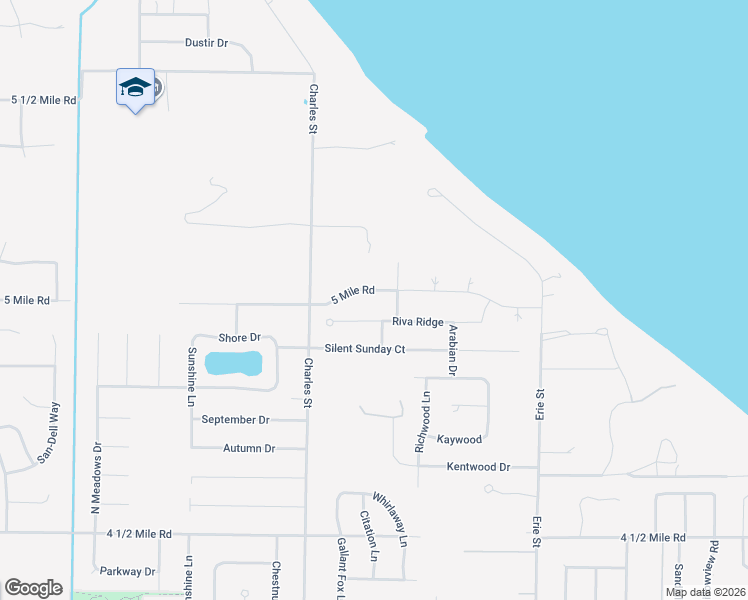 map of restaurants, bars, coffee shops, grocery stores, and more near 1211 5 Mile Road in Racine