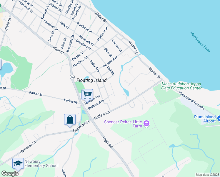 map of restaurants, bars, coffee shops, grocery stores, and more near 8 Fairview Avenue in Newbury