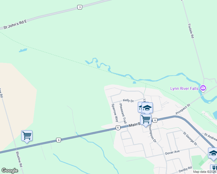 map of restaurants, bars, coffee shops, grocery stores, and more near 105 Willowdale Crescent in Port Dover