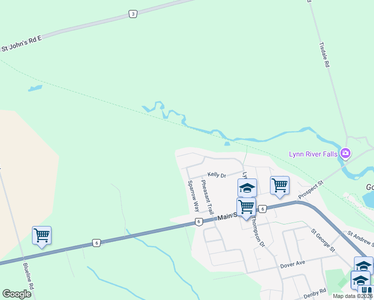 map of restaurants, bars, coffee shops, grocery stores, and more near 105 Willowdale Crescent in Port Dover