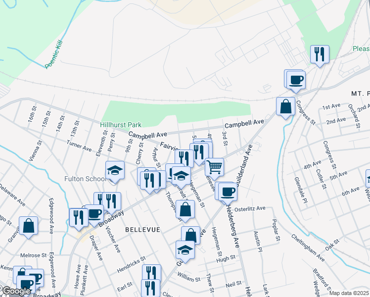 map of restaurants, bars, coffee shops, grocery stores, and more near 381 6th Street in Schenectady