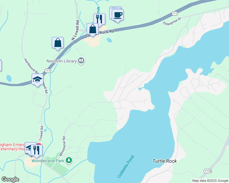 map of restaurants, bars, coffee shops, grocery stores, and more near 5 4th Street in Windham